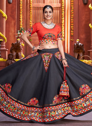 Navratri Special Black Art Silk Gamthi Chaniya Choli
